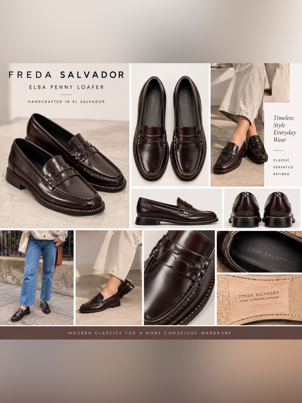 Freda Salvador Elba Brown Leather Penny Loafers 6.5